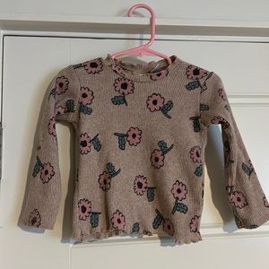 $13 ADD ON Zara Shirt Ribbed Ruffle Floral Top‎ Size 9-12m